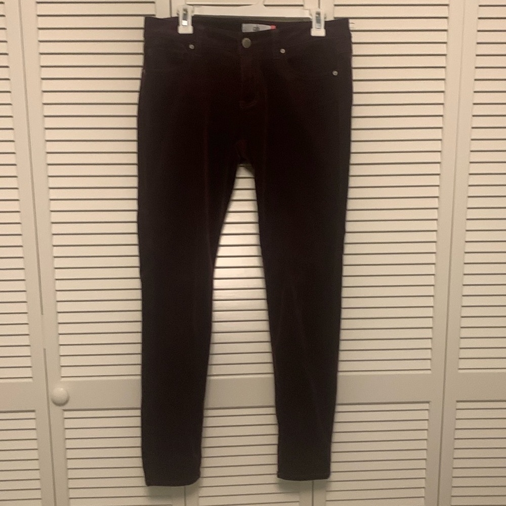 CAbi Skinny aubergine corduroy jeans size 6, matching tunic cardigan listed also